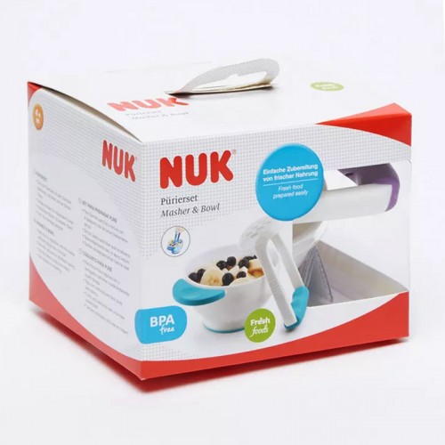 NUK Masher & Bowl Set | 4 months+ | Mash Fruits or vegetables with the masher and feed straight from the bowl.| Non Slip Base to keep bowl steady